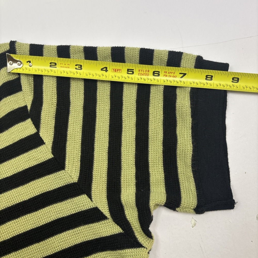 Vtg Polo Ralph Lauren Striped Waffle‎ Knit Shirt Medium Black Khaki Striped Y2K - Picture 8 of 9